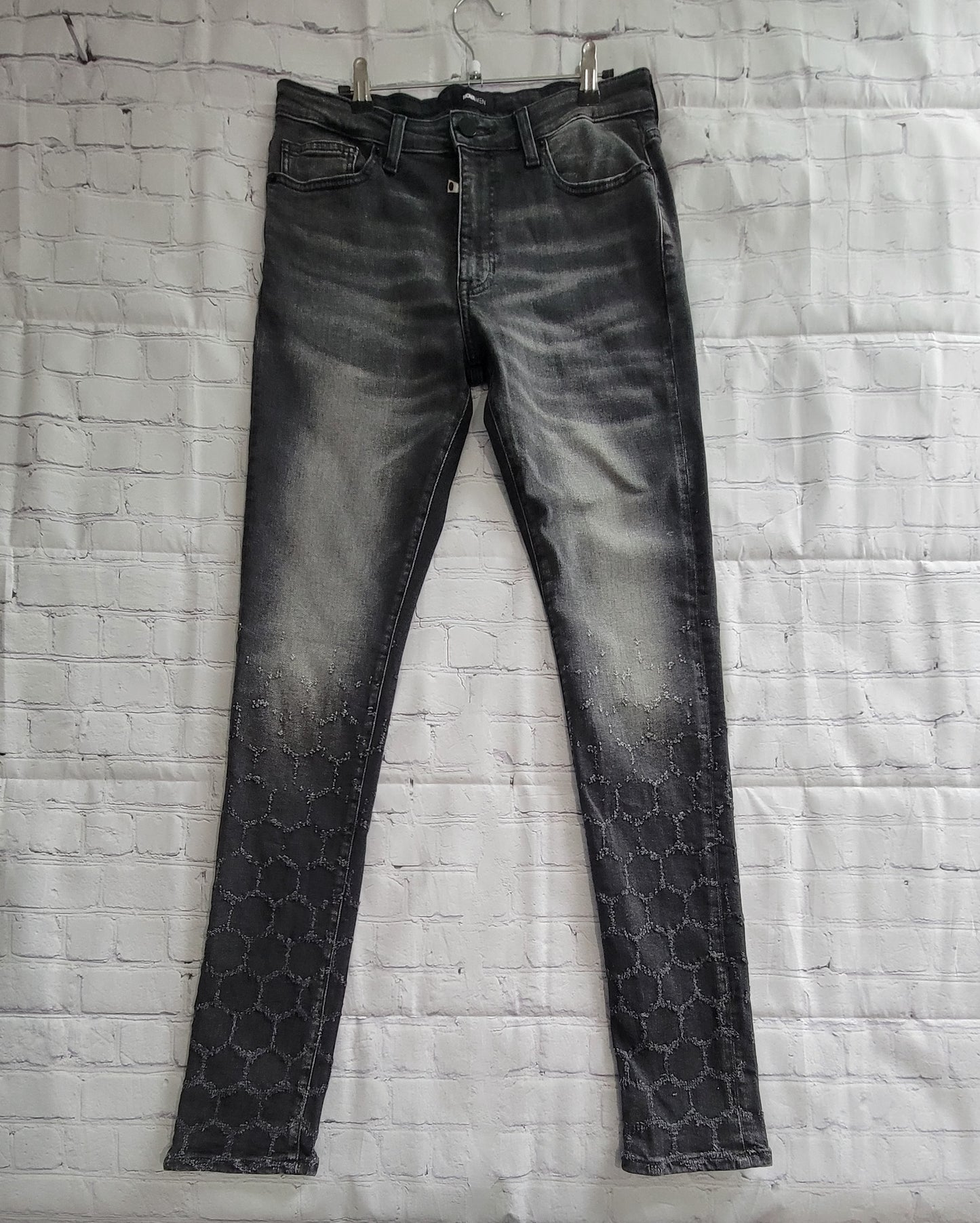 Fashion Nova Men's Stacked Skinny Black Jeans