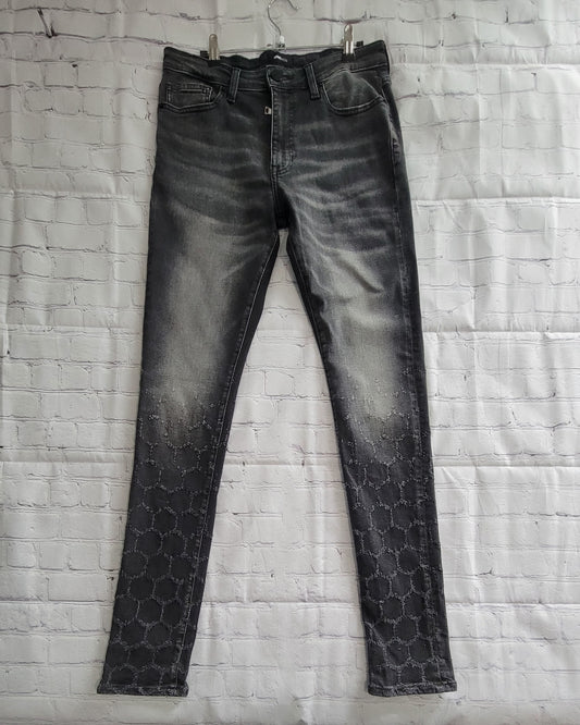 Fashion Nova Men's Stacked Skinny Black Jeans