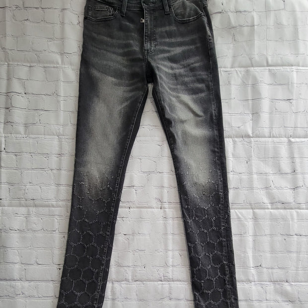 Fashion Nova Men's Stacked Skinny Black Jeans