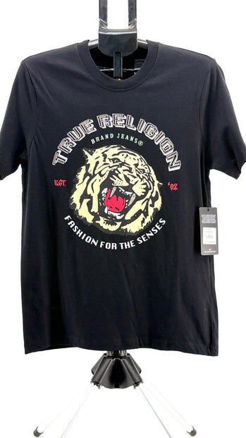 True Religion Tiger Face Short Sleeve Tee "Jet Black"