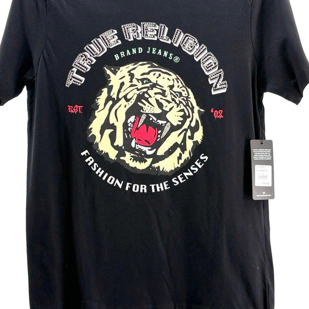True Religion Tiger Face Short Sleeve Tee "Jet Black"